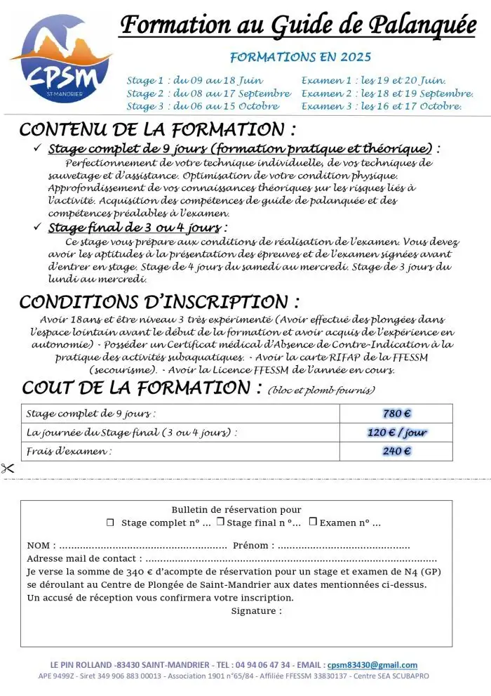 Formation Guide de Palanqu&eacute;e