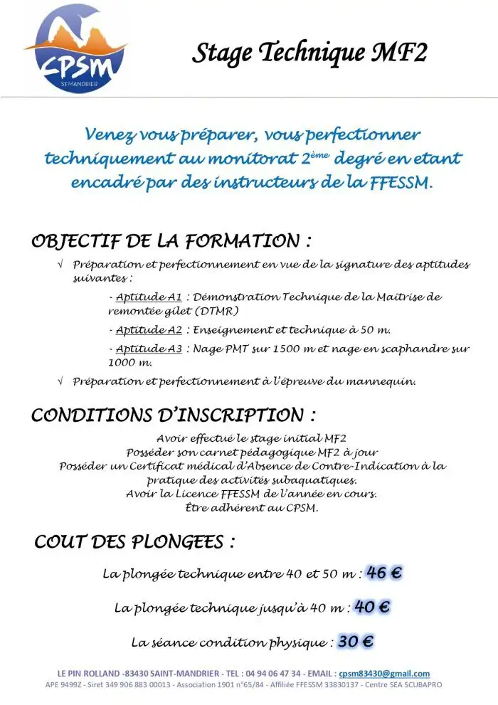 Formation Moniteur f&eacute;d&eacute;ral deuxi&egrave;me degr&eacute; MF2