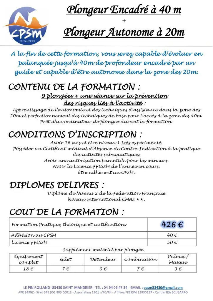 Formation combin&eacute;e PE40 et PA20